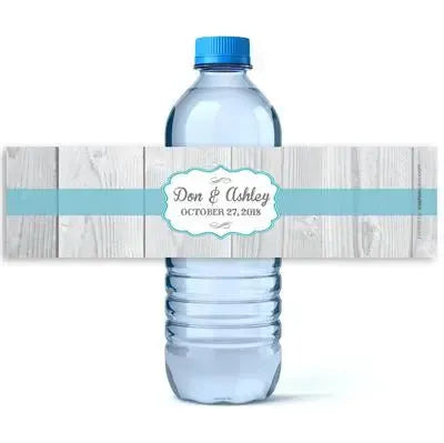 Rustic White Wood Wedding Water Bottle Labels - iCustomLabel