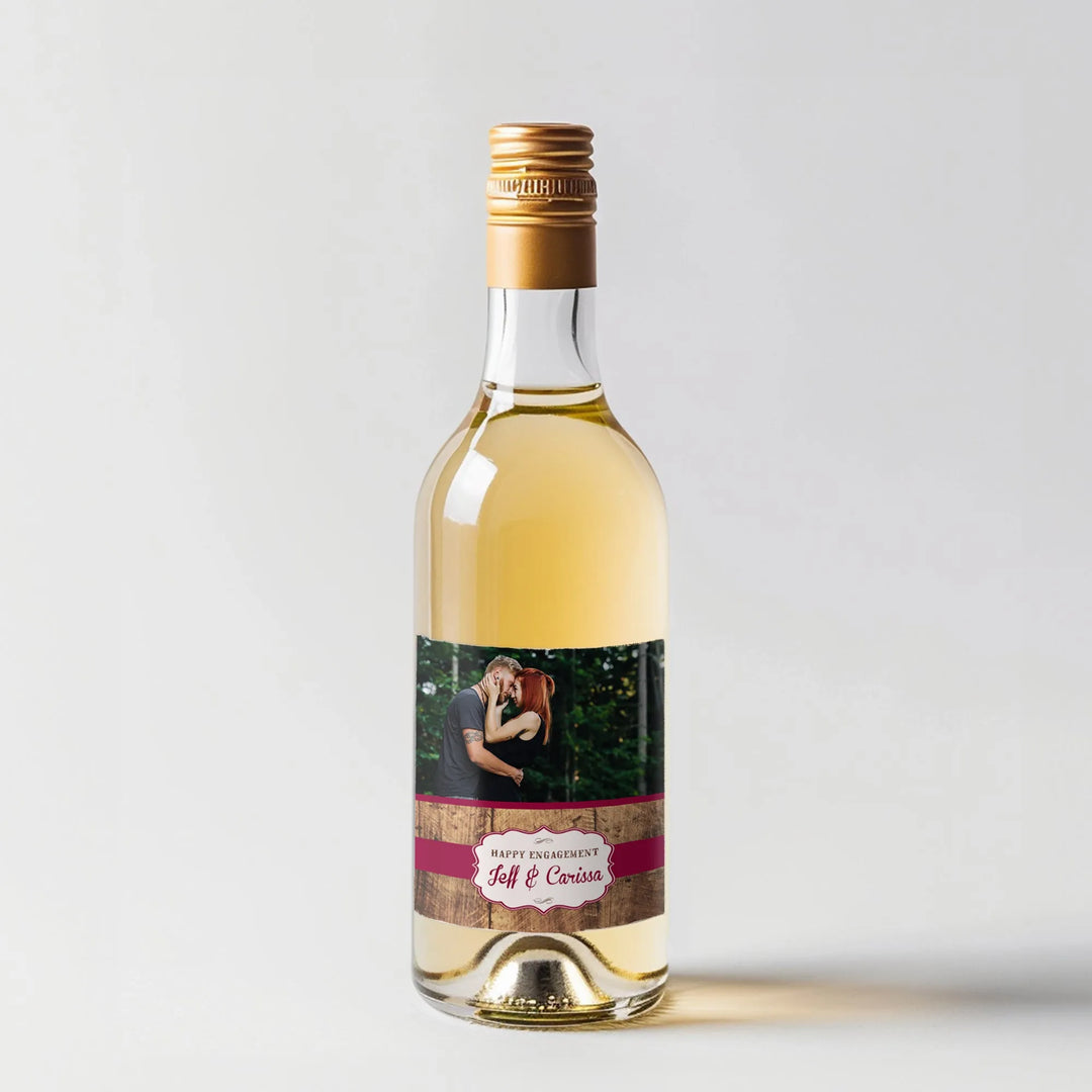 Rustic Wood Maroon Mini Wine Label - iCustomLabel