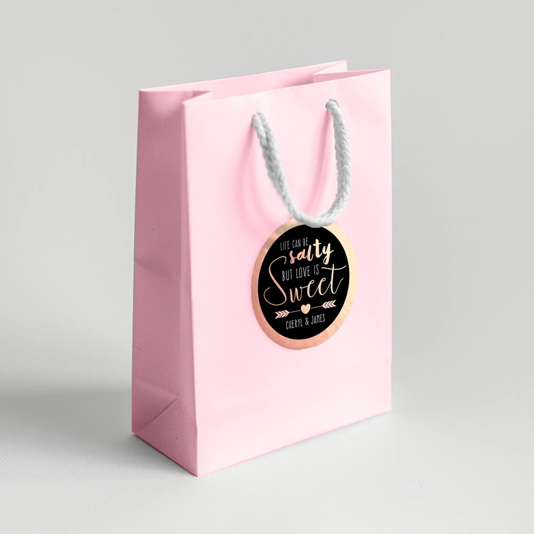 Salty Rose Gold Wedding Favor Labels - iCustomLabel
