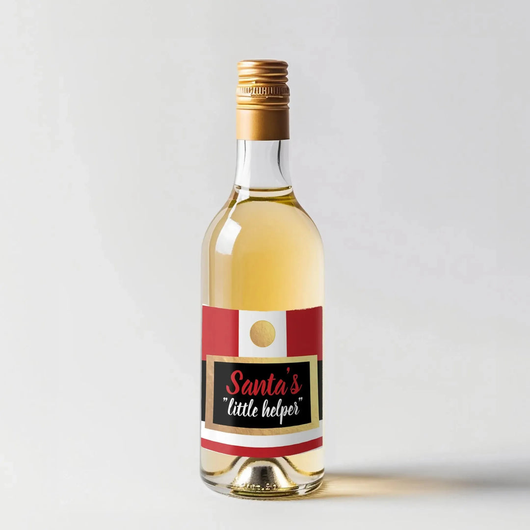 Santas Little Helper Christmas Mini Wine Label - iCustomLabel