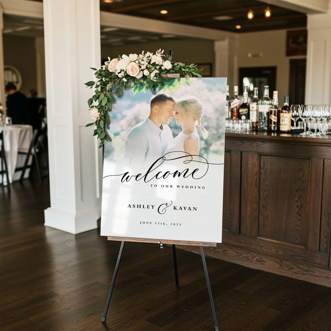 Script Photo Wedding Welcome Sign - iCustomLabel