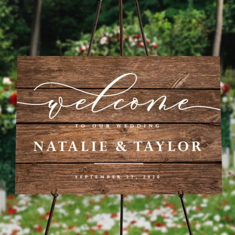 Script Wedding Welcome Wood Sign - iCustomLabel