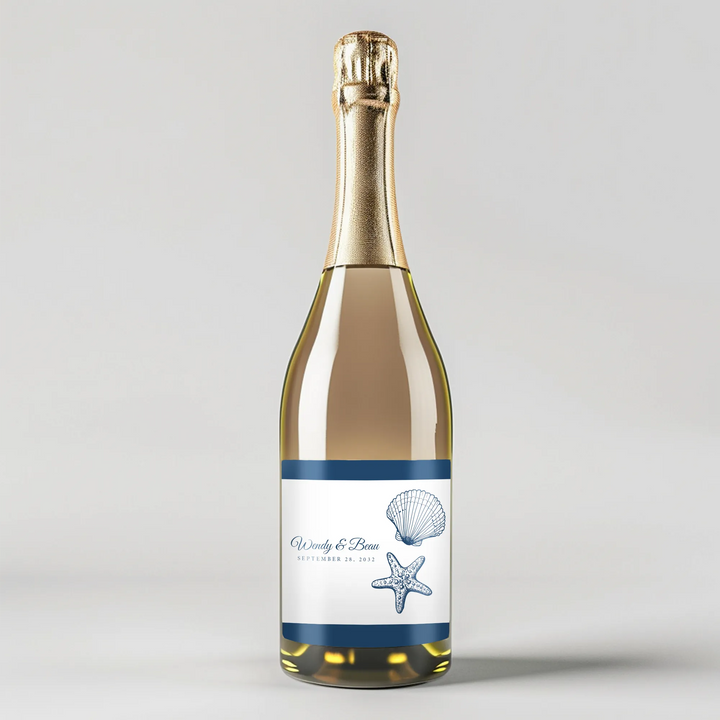 Sea Shells Champagne Label - iCustomLabel