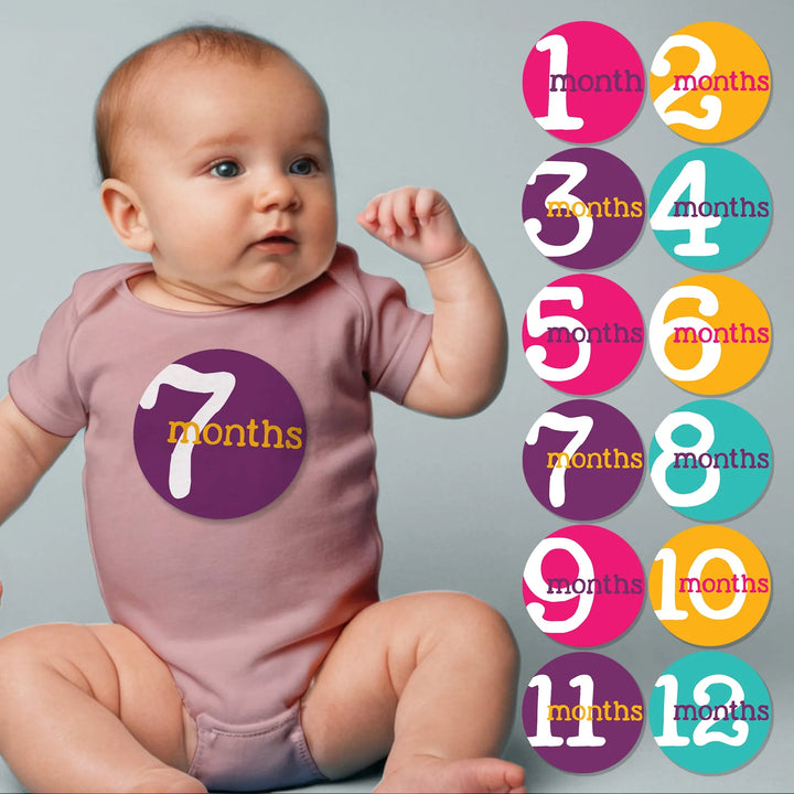 Secondary Color Baby Month Stickers - iCustomLabel