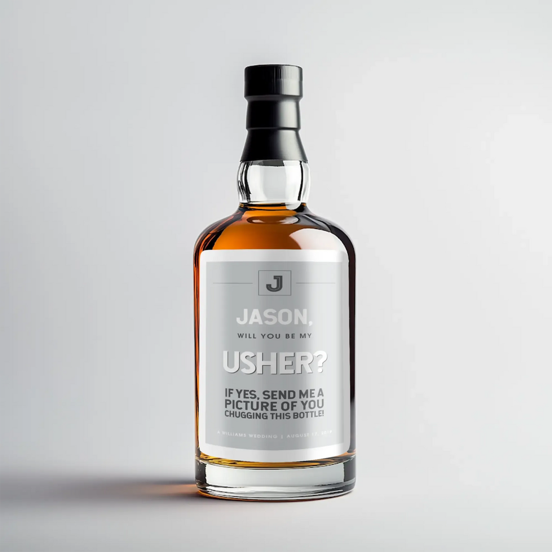 Send Photo Usher Liquor Label - iCustomLabel