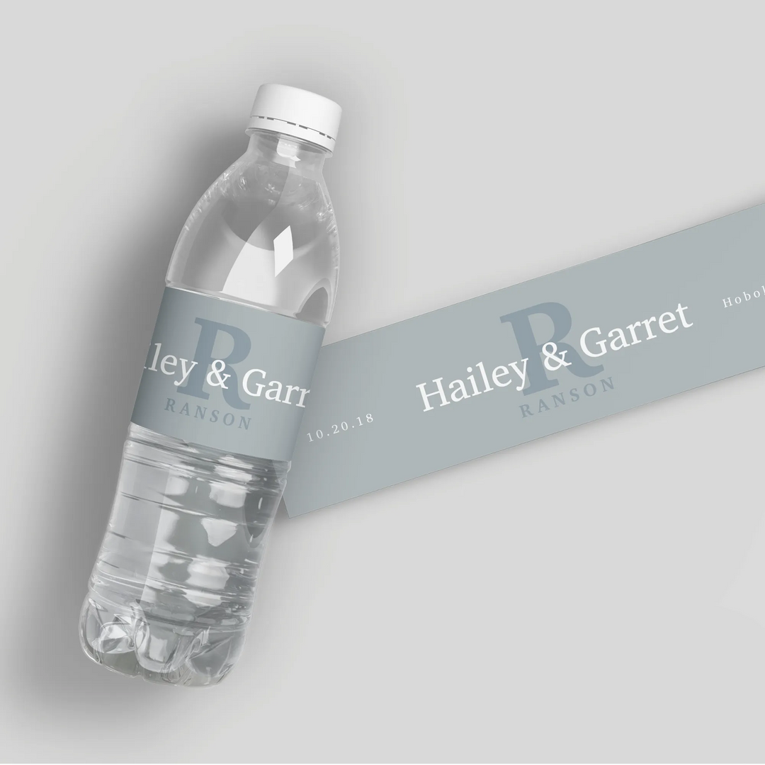 Serif Monogram Water Bottle Labels - iCustomLabel