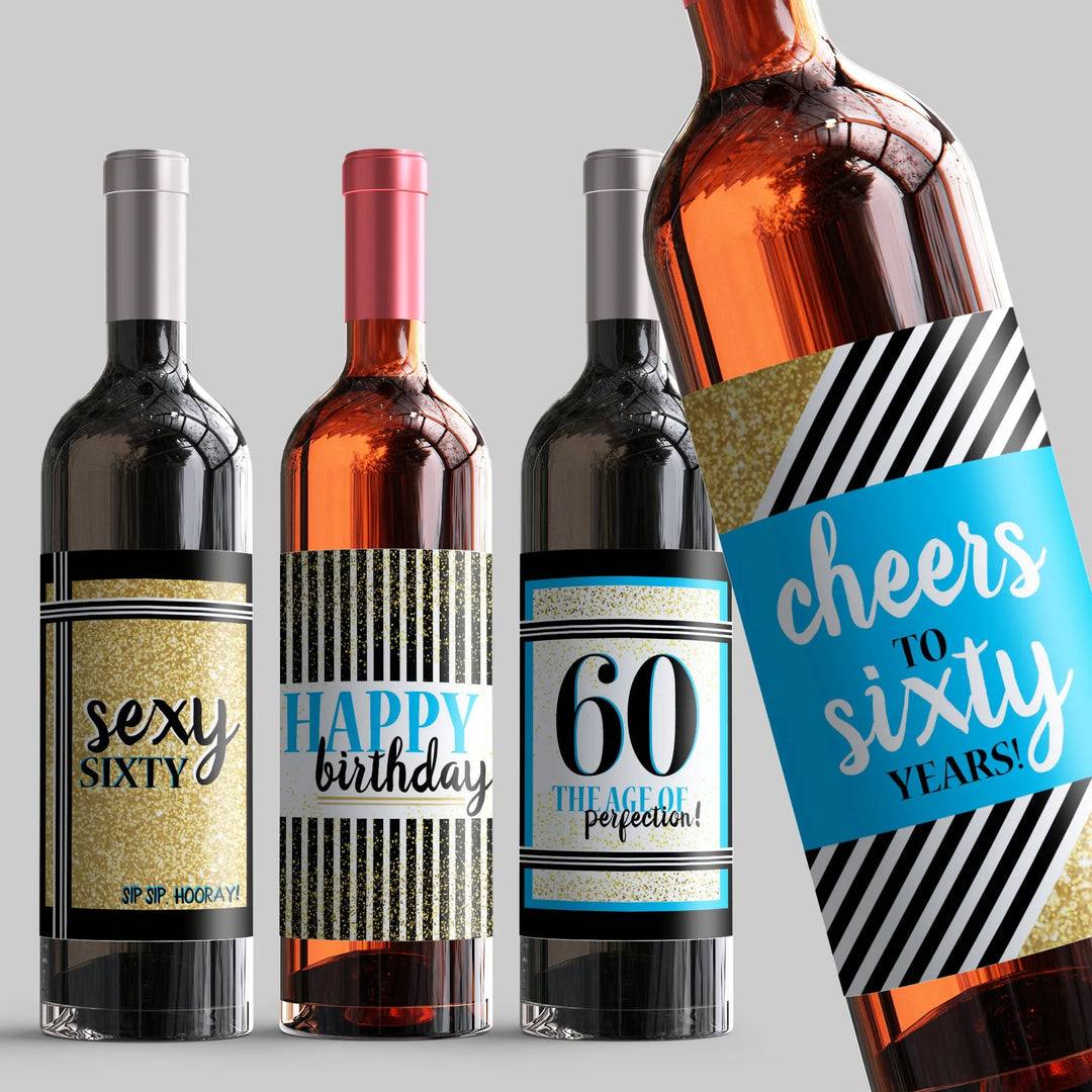 Sexy 60 Birthday Wine Label Set - iCustomLabel