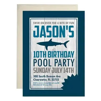 Shark Bite Birthday Invitations - iCustomLabel