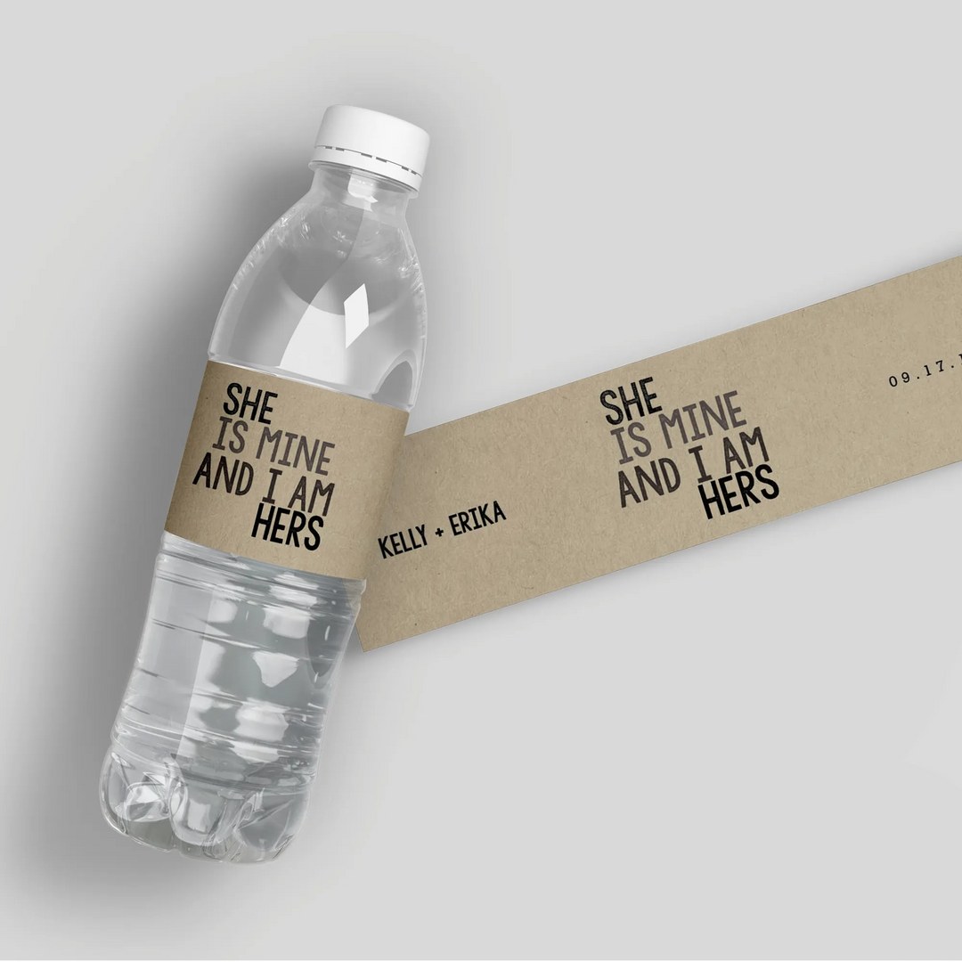 She Is Mine Water Bottle Labels - iCustomLabel