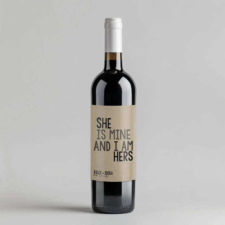 She Is Mine Wine Label - iCustomLabel