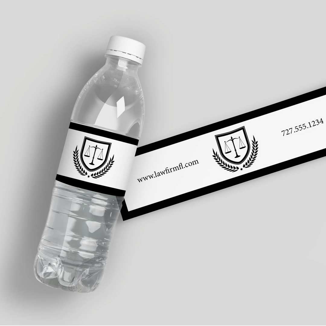 Shield Law Firm Water Bottle Labels - iCustomLabel