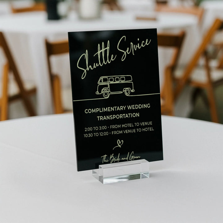 Shuttle Service Wedding Table Sign - iCustomLabel