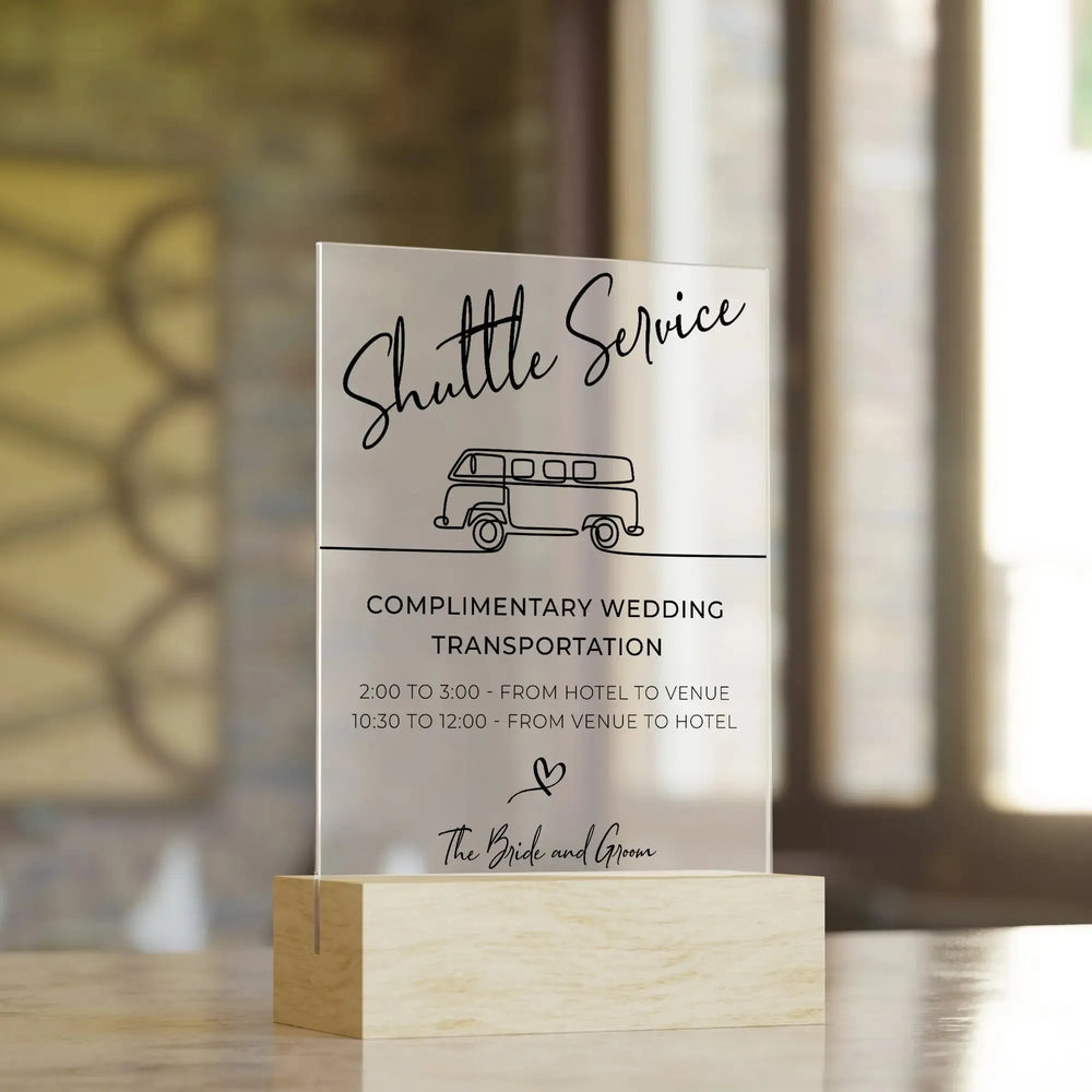 Shuttle Service Wedding Table Sign - iCustomLabel