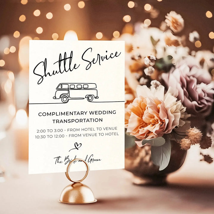 Shuttle Service Wedding Table Sign - iCustomLabel