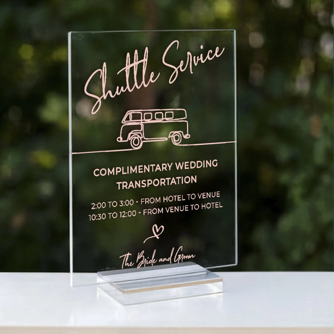 Shuttle Service Wedding Table Sign - iCustomLabel