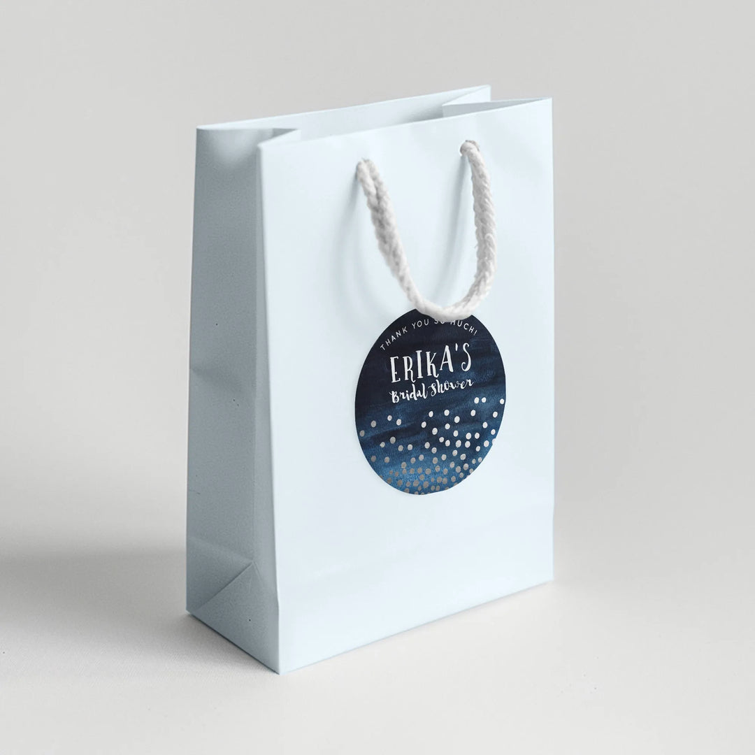 Silver Confetti Bridal Shower Favor Labels - iCustomLabel