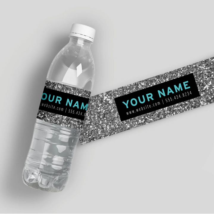 Silver Glitter Wedding Planner Water Bottle Labels - iCustomLabel