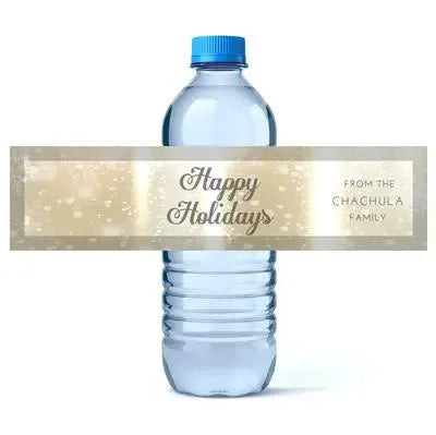 Silver Gold Christmas Water Bottle Labels - iCustomLabel