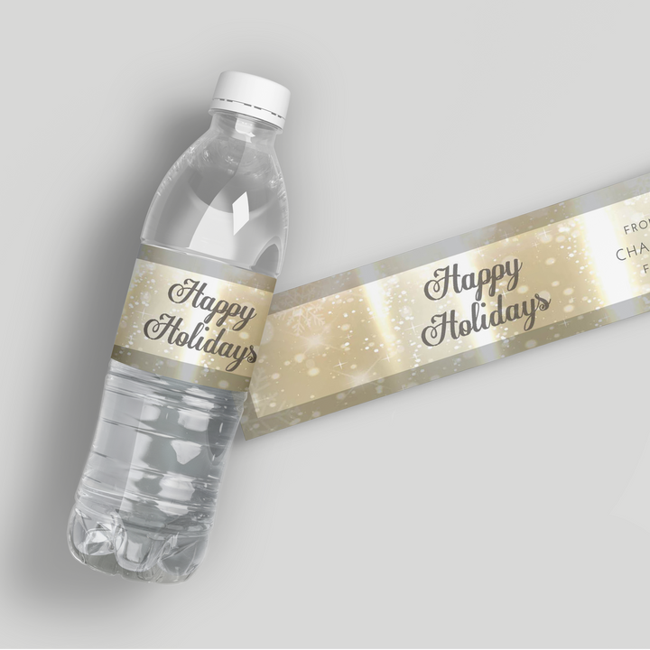 Silver Gold Christmas Water Bottle Labels