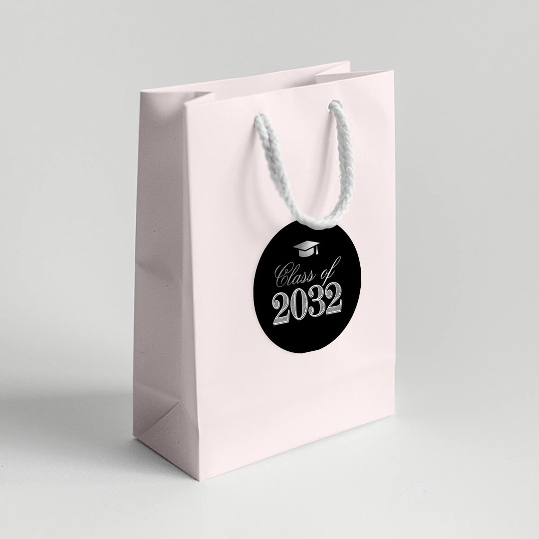 Silver Script Graduation Favor Labels - iCustomLabel