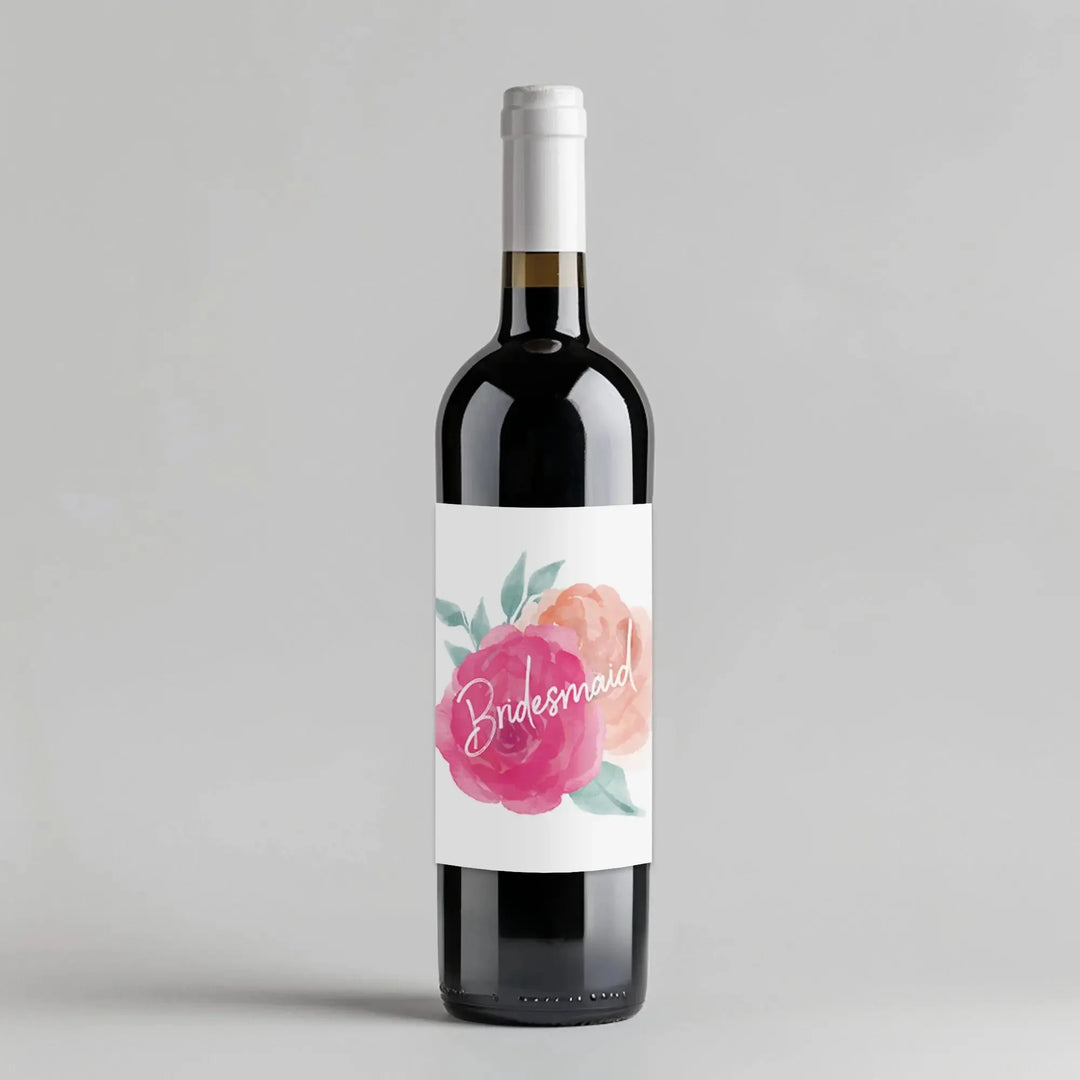 Simple Flower Bridesmaid Wine Label - iCustomLabel