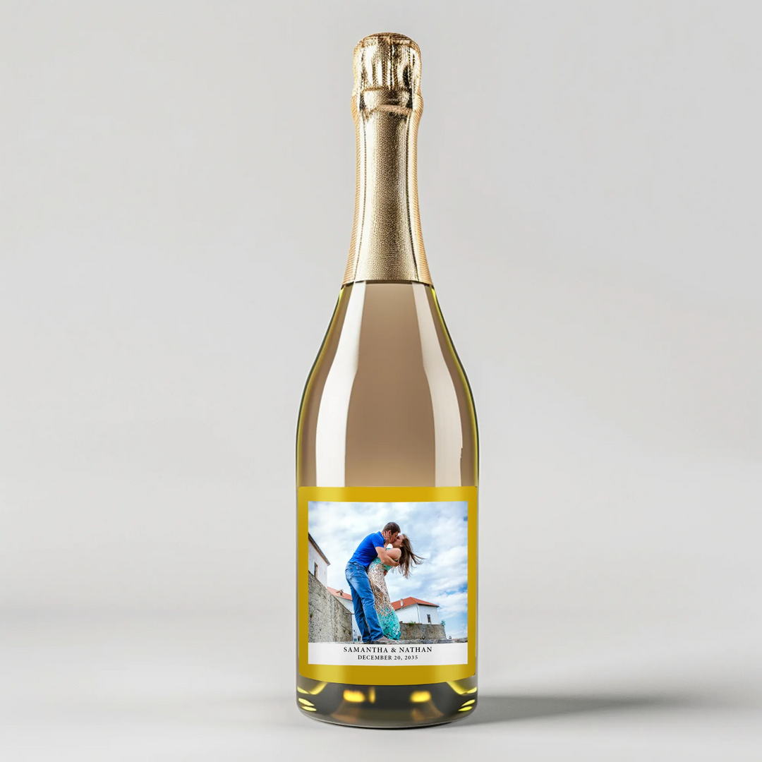 Simple Gold Border Champagne Label - iCustomLabel