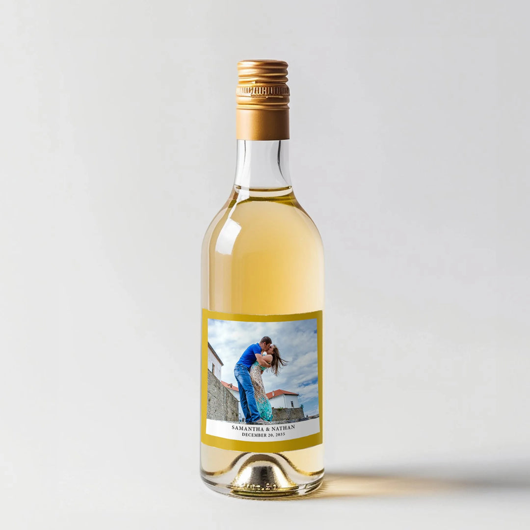 Simple Gold Border Mini Wine Label - iCustomLabel