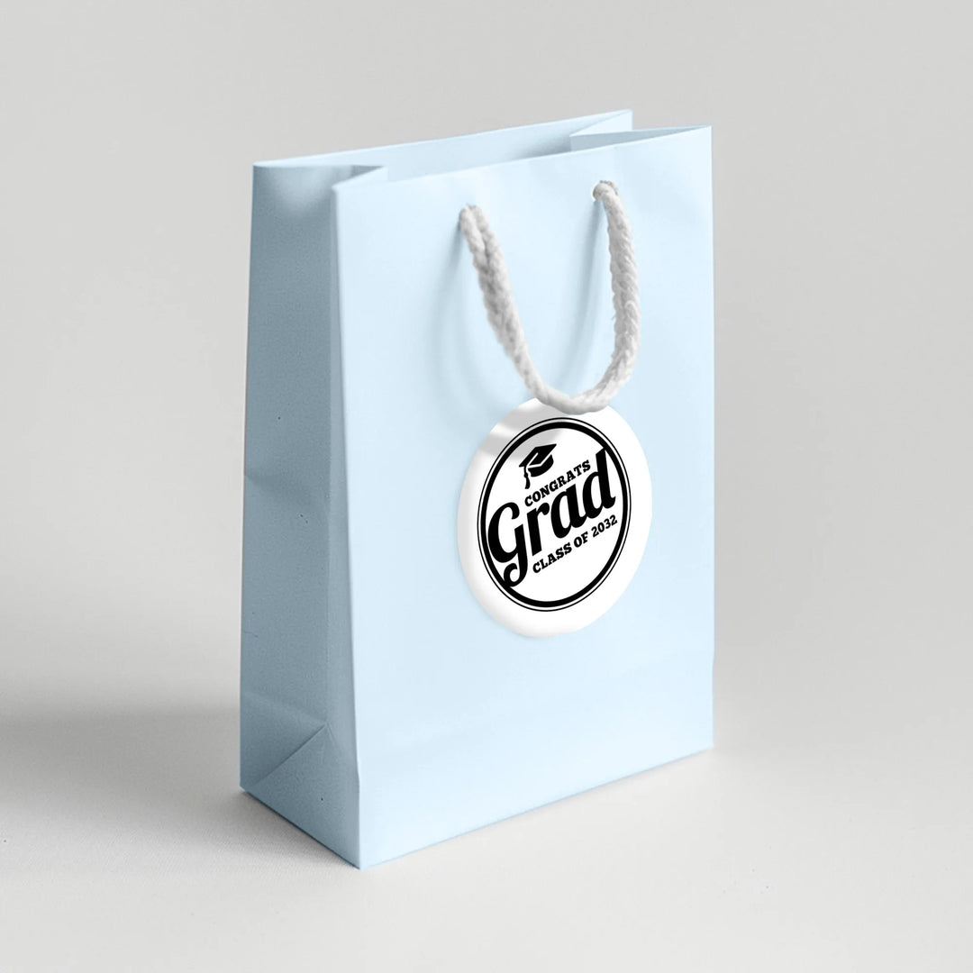Simple White Graduation Favor Labels - iCustomLabel