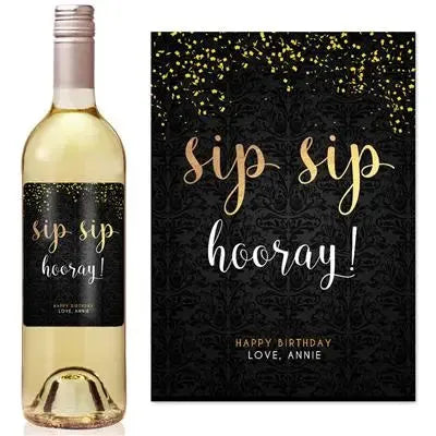 Sip Sip Hooray Wine Label - iCustomLabel