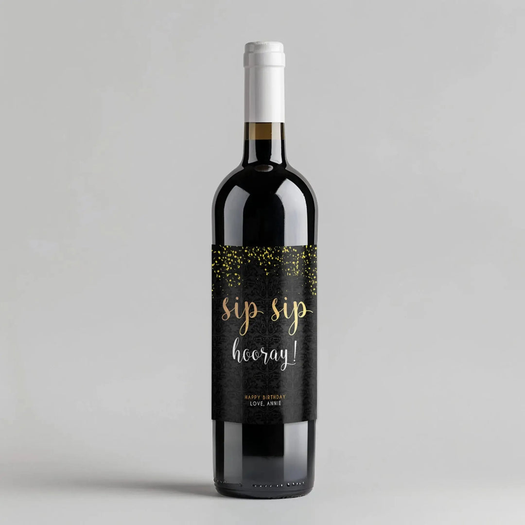 Sip Sip Hooray Wine Label - iCustomLabel