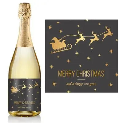 Sleigh In The Sky Christmas Champagne Label - iCustomLabel