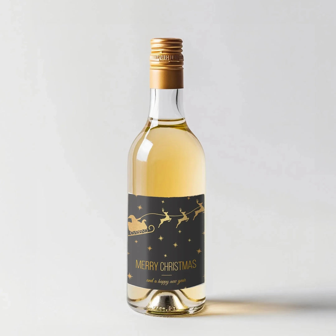 Sleigh in the Sky Christmas Mini Wine Label - iCustomLabel