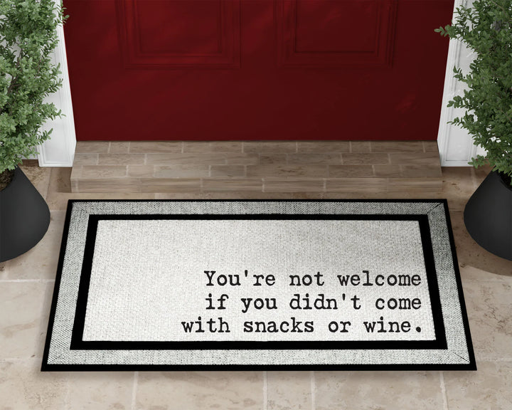 Snacks Or Wine Welcome Mat