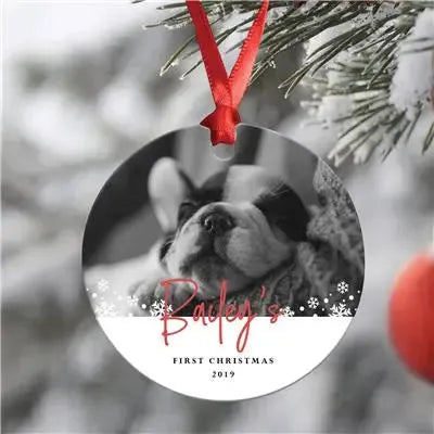 Snowflakes Dog Christmas Ornament - iCustomLabel