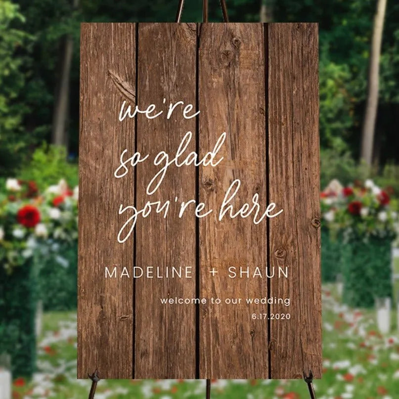 So Glad Wedding Welcome Wood Sign - iCustomLabel