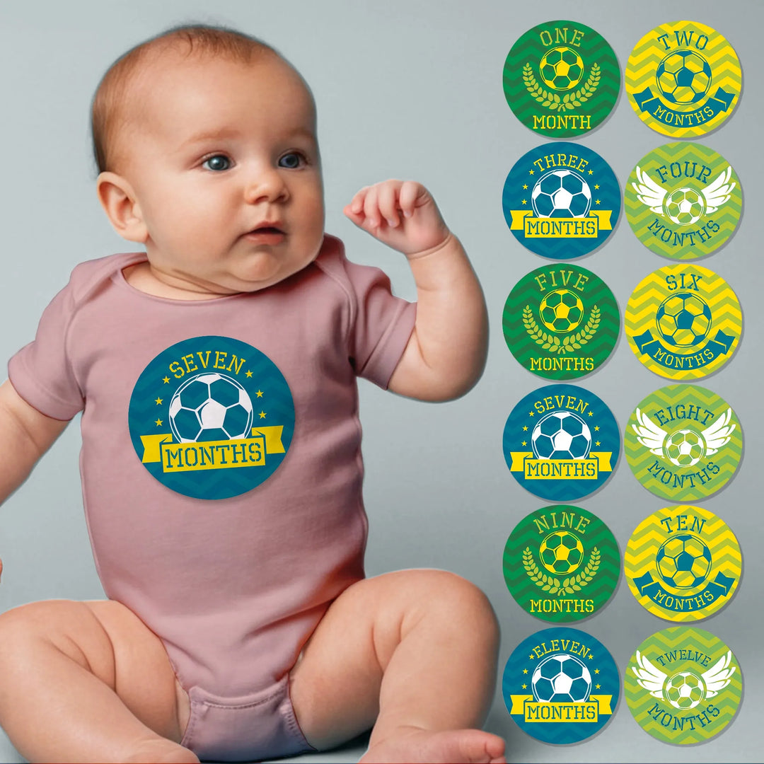 Soccer Emblem Baby Month Stickers - iCustomLabel