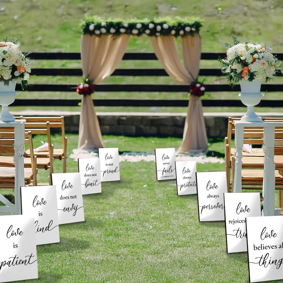 Elegant Wedding Aisle Ideas That Transform Your Ceremony Into a Dream Setting 11 https://icustomlabel.com/cdn/shop/files/solid-white-corinthians-wedding-aisle-signs-icustomlabel-1.jpg?v=1763515797&width=1080