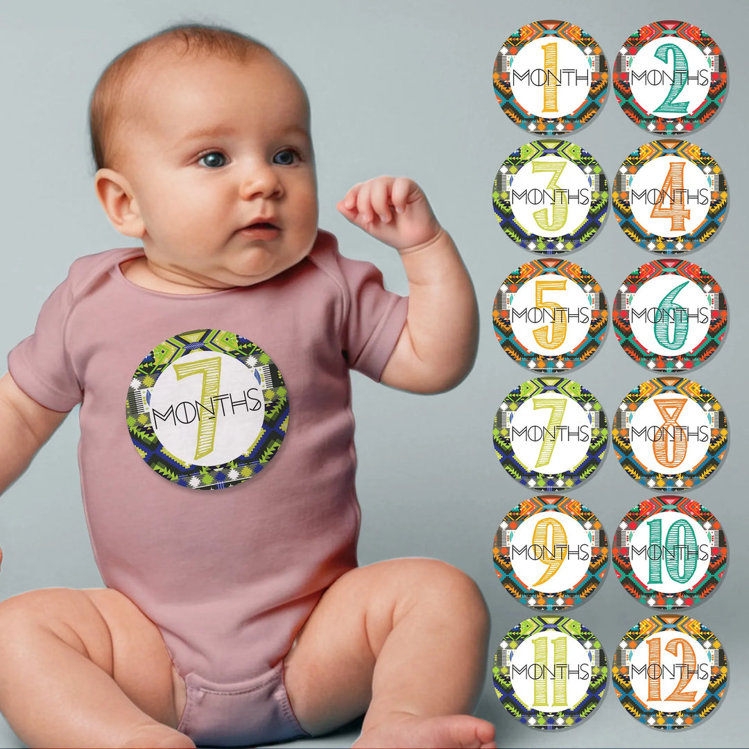 Southwestern Baby Month Stickers - iCustomLabel