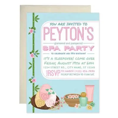 Spa Party Birthday Invitations - iCustomLabel