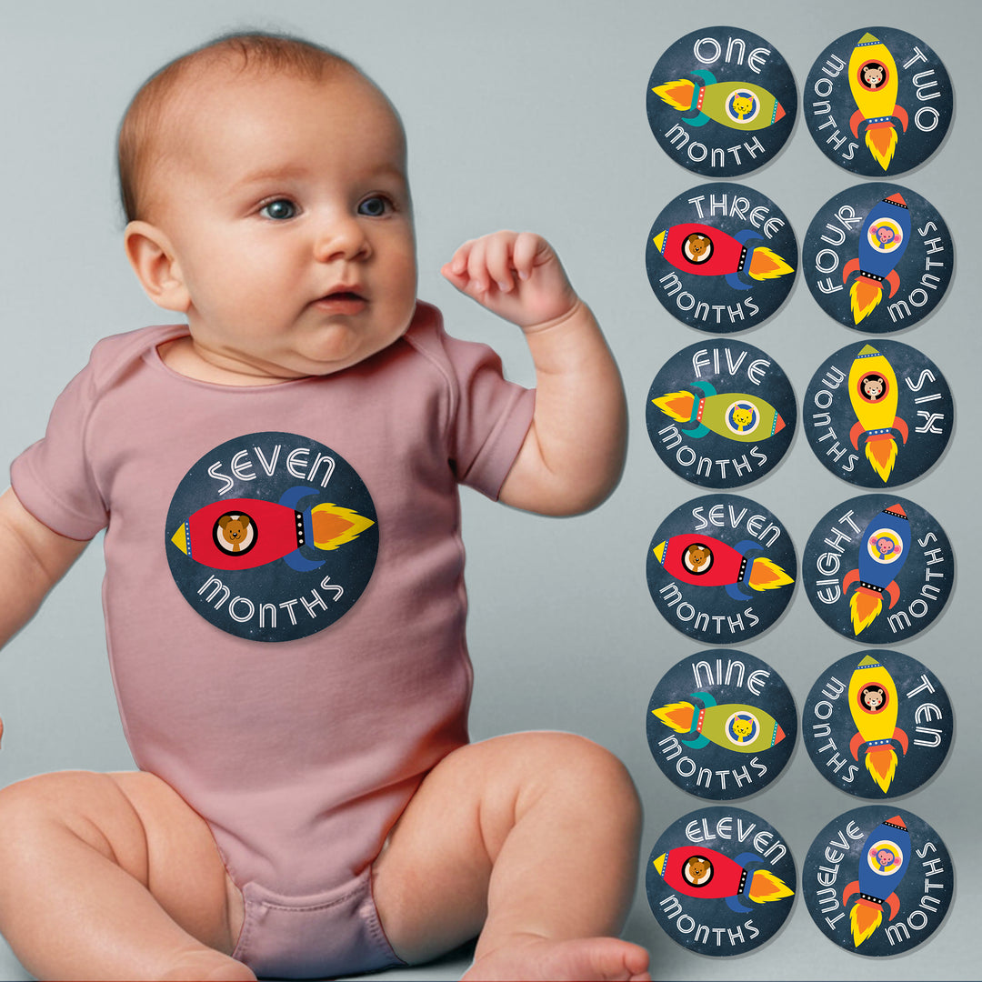 Space Baby Month Stickers - iCustomLabel