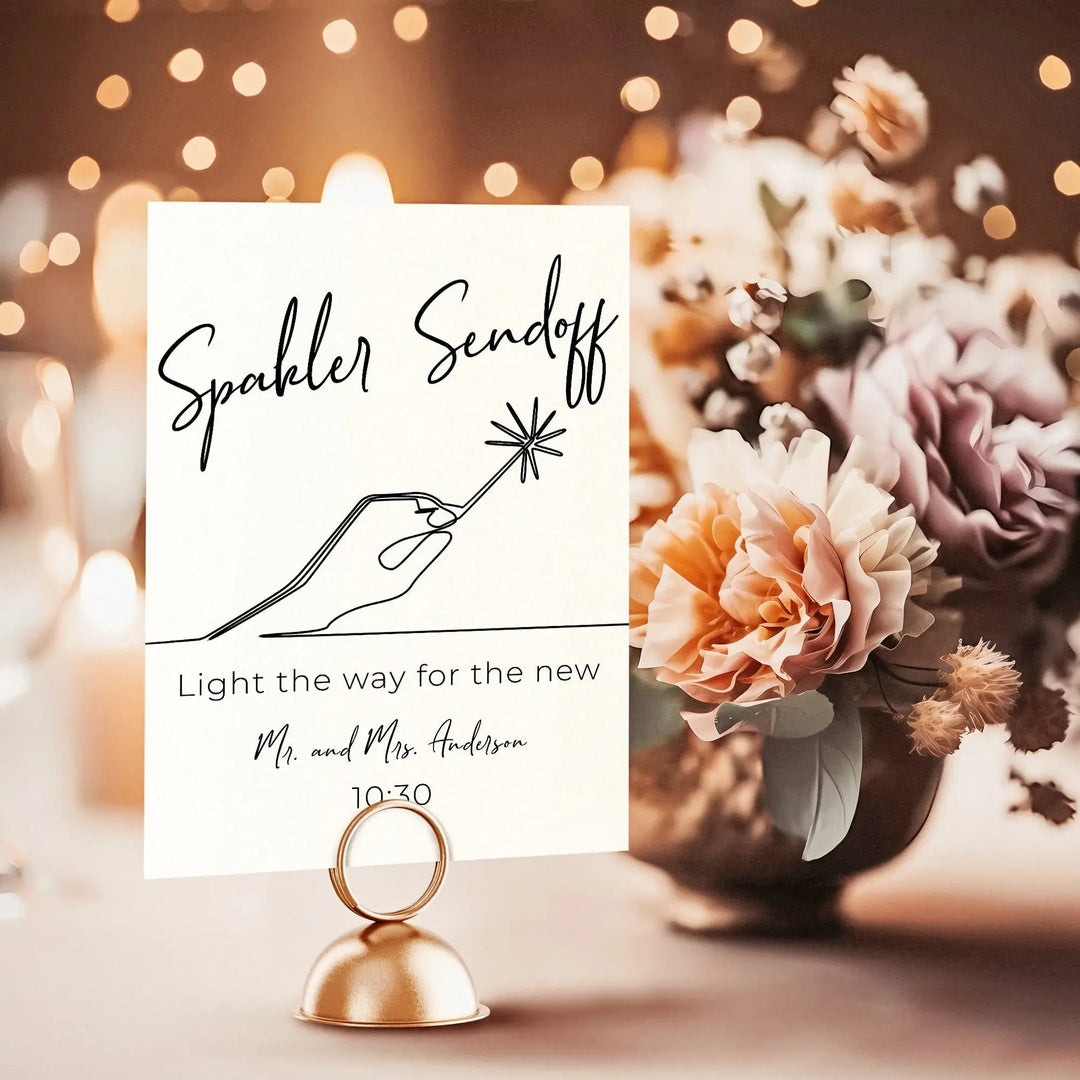 Sparkler Sendoff Wedding Table Sign - iCustomLabel