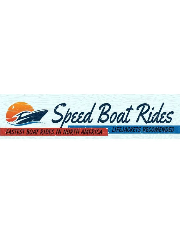 Speed Boat Metal Beach House Sign - iCustomLabel