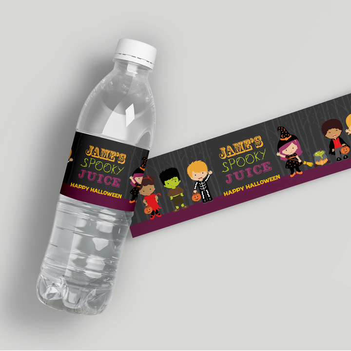 Spooky Halloween Water Bottle Labels