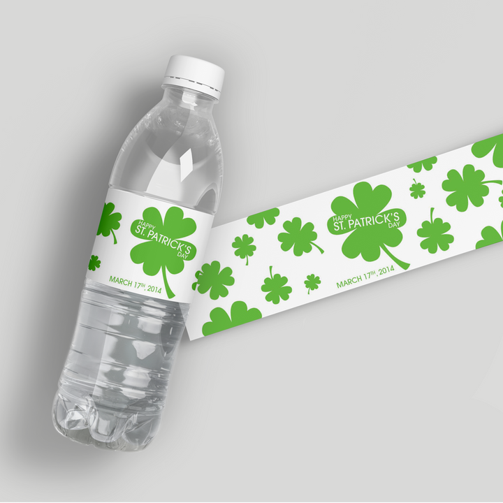 St Patricks Day Clover Water Bottle Labels
