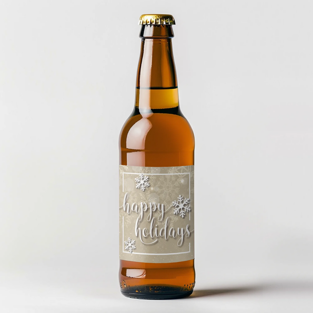 Starry Snowflakes Christmas Beer Label - iCustomLabel