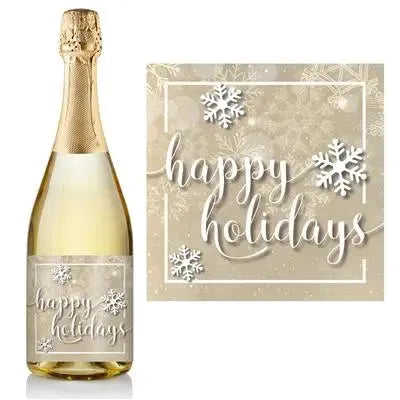 Starry Snowflakes Christmas Champagne Label - iCustomLabel