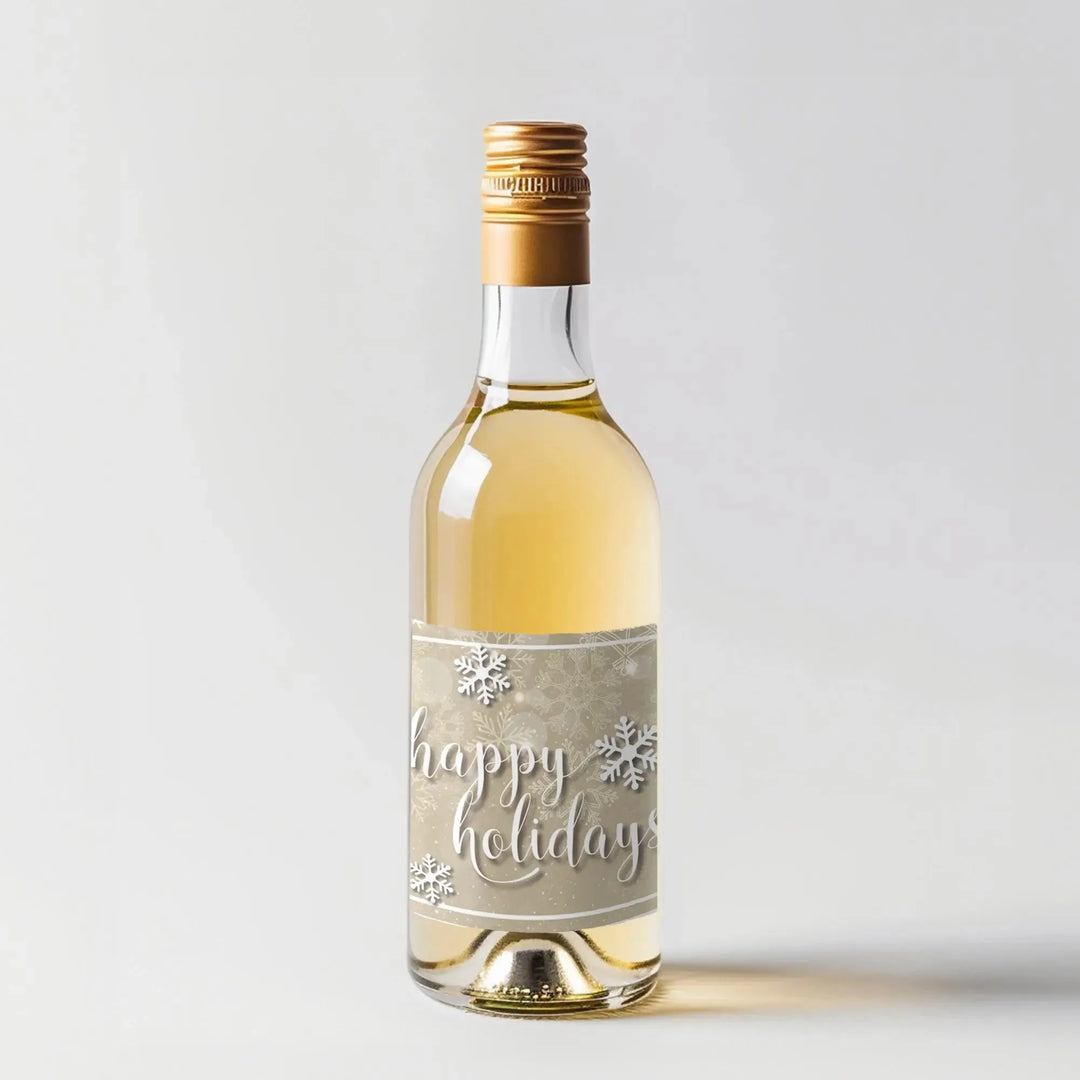 Starry Snowflakes Christmas Mini Wine Label - iCustomLabel