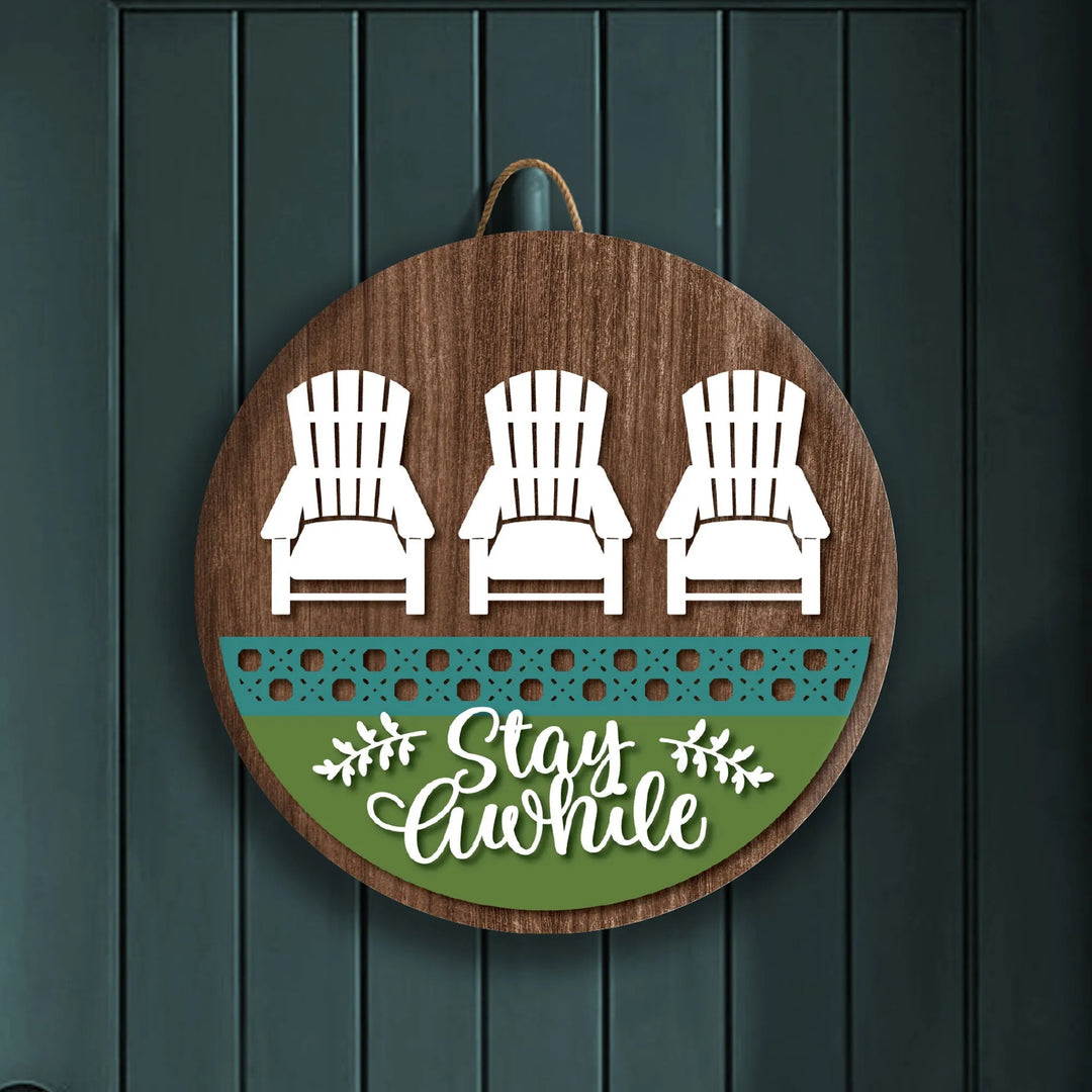 Stay Awhile Porch Sign Decor - iCustomLabel