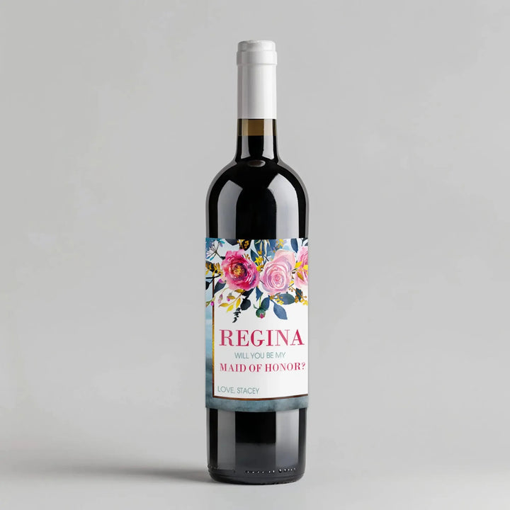 Stone Blue Bridesmaid Wine Label - iCustomLabel