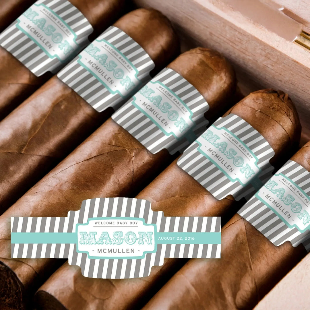 Striped Baby Boy Buckle Cigar Bands - iCustomLabel